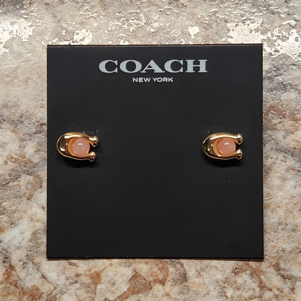 NWT - Coach Gold and Peach Earrings